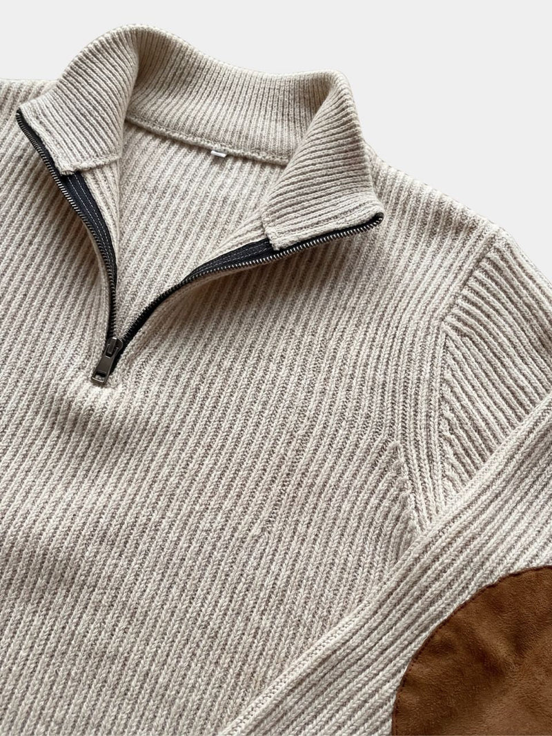 High Collar Quarter Zip Corduroy Pullover — North Row | Side View