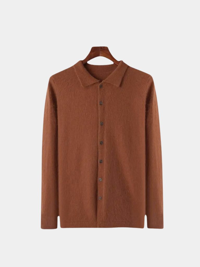 100% Cashmere Polo Cardigan — North Row | Side View