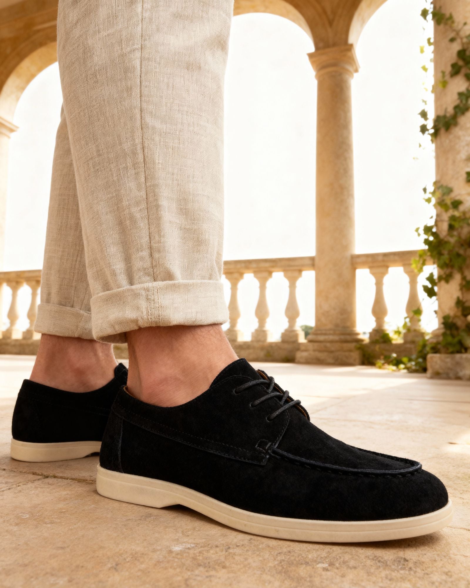 Premium Suede Lace Shoes — North Row | Collar Detail