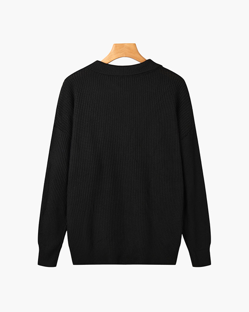 Gonjo Zipped Sweater — North Row | Model Wearing