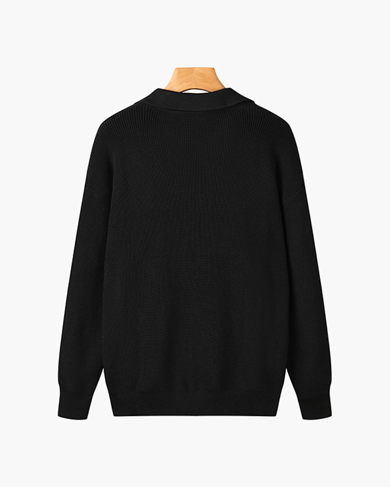 Razon Zipped Sweater — North Row | Model Wearing