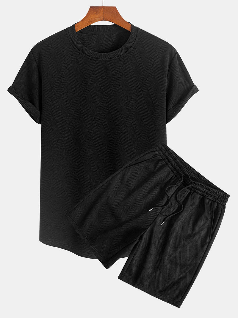 Diamond Jacquard Arc Hem T-Shirt & Diamond Jacquard Shorts — North Row | Front View