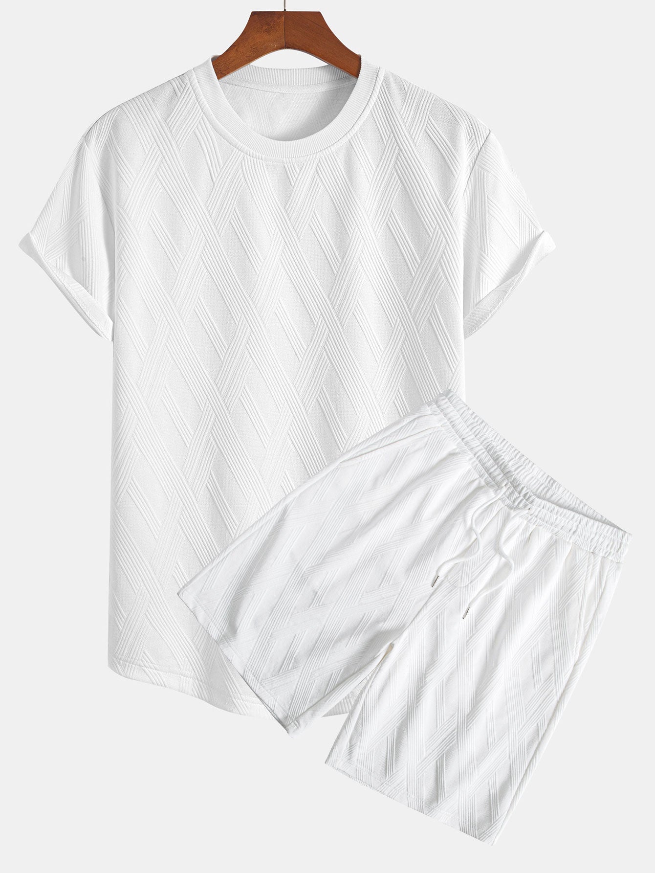 Diamond Jacquard Arc Hem T-Shirt & Diamond Jacquard Shorts — North Row | Side View