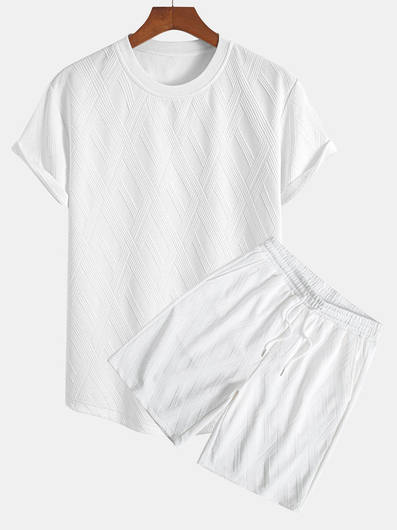 Diamond Jacquard Arc Hem T-Shirt & Diamond Jacquard Shorts — North Row | Side View