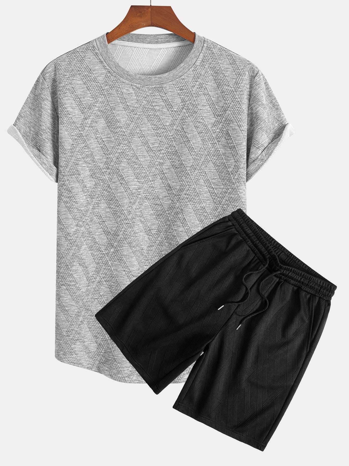 Diamond Jacquard Arc Hem T-Shirt & Diamond Jacquard Shorts — North Row | Back View