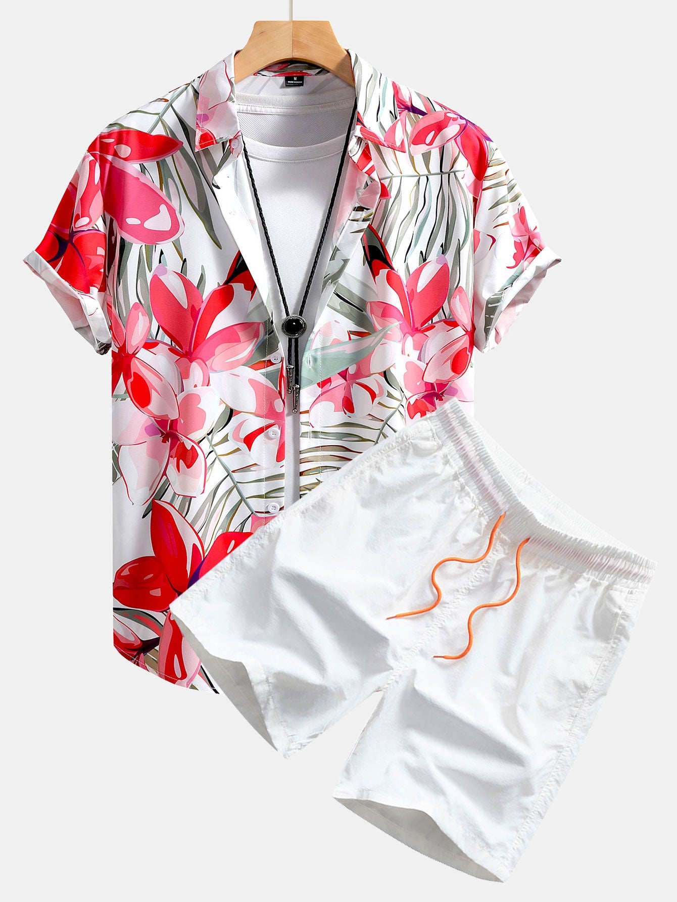 Flower Plants Print Button Up Shirt & Swim Shorts — North Row | Back View