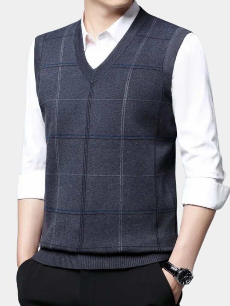 Academic Checkered Knit Vest - North Row