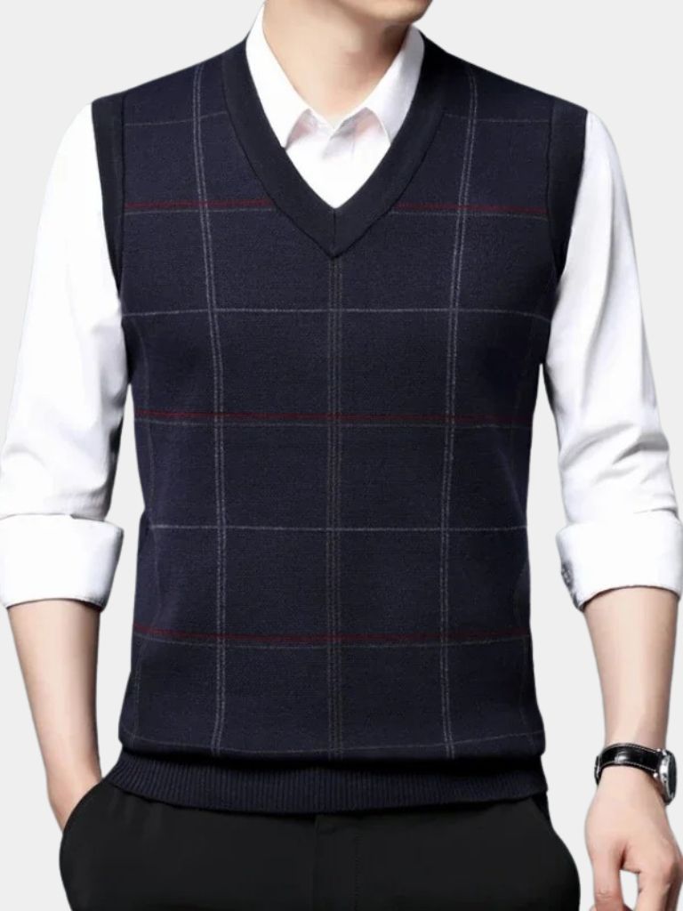 Academic Checkered Knit Vest - North Row