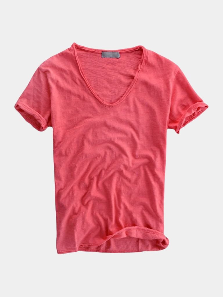 Albo Classic Linen V Neck T-Shirt — North Row | Close-Up