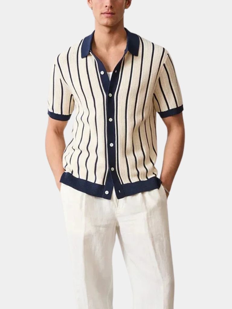 Atlantic Frame Knit Polo — North Row | Close-Up