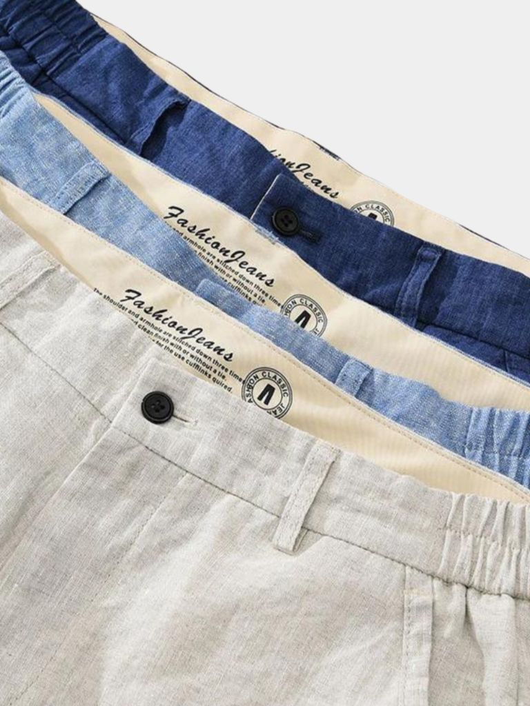 Bleu Horizon Linen Shorts — North Row | Detail View