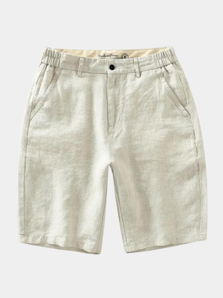 Bleu Horizon Linen Shorts — North Row | Model Wearing