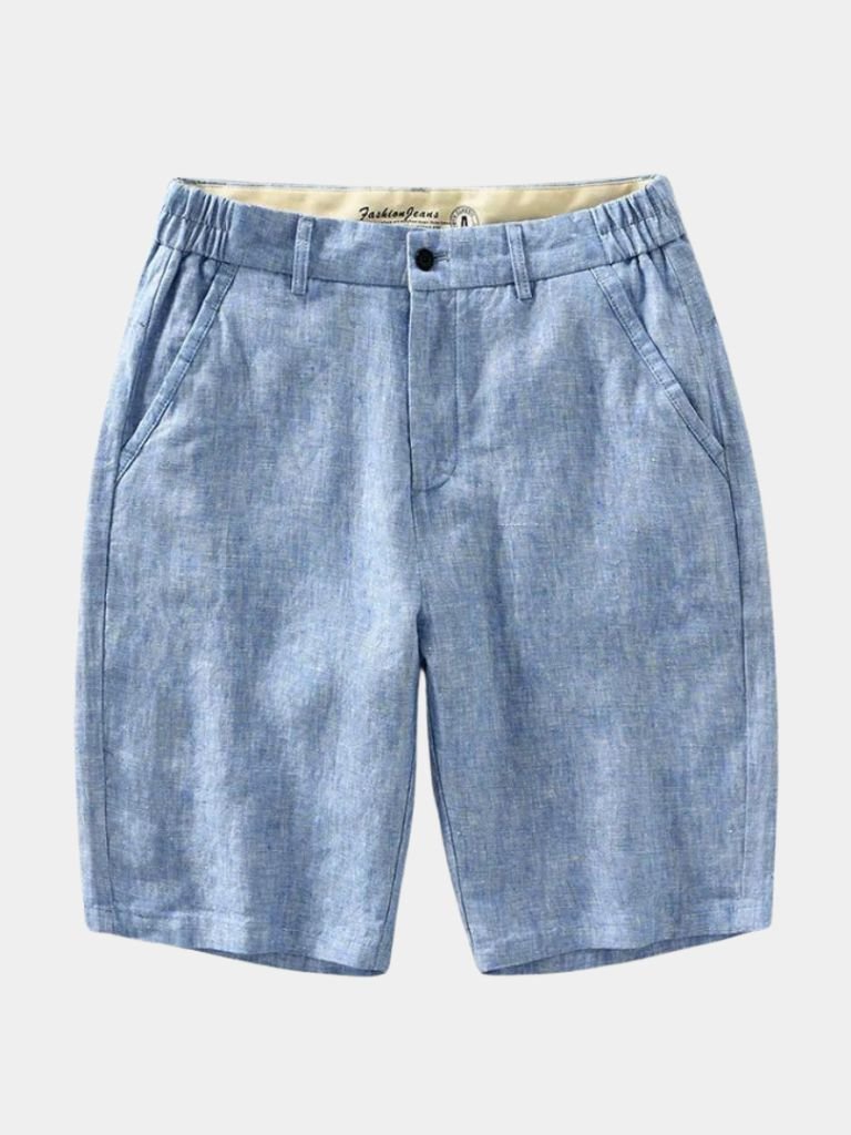 Bleu Horizon Linen Shorts — North Row | Side View