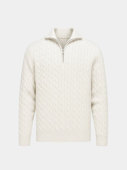 Premium Cable-Knit Zip Neck Sweater - North Row