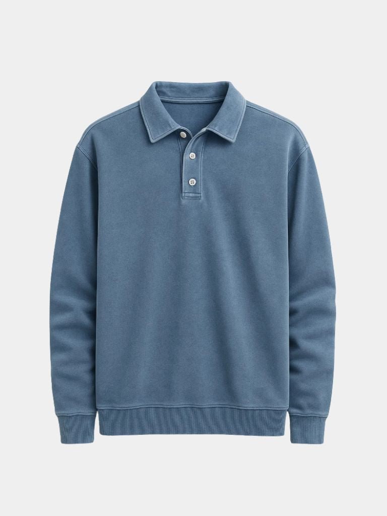 Canyon Mist Long Sleeve Polo Shirt — North Row | Worn Look