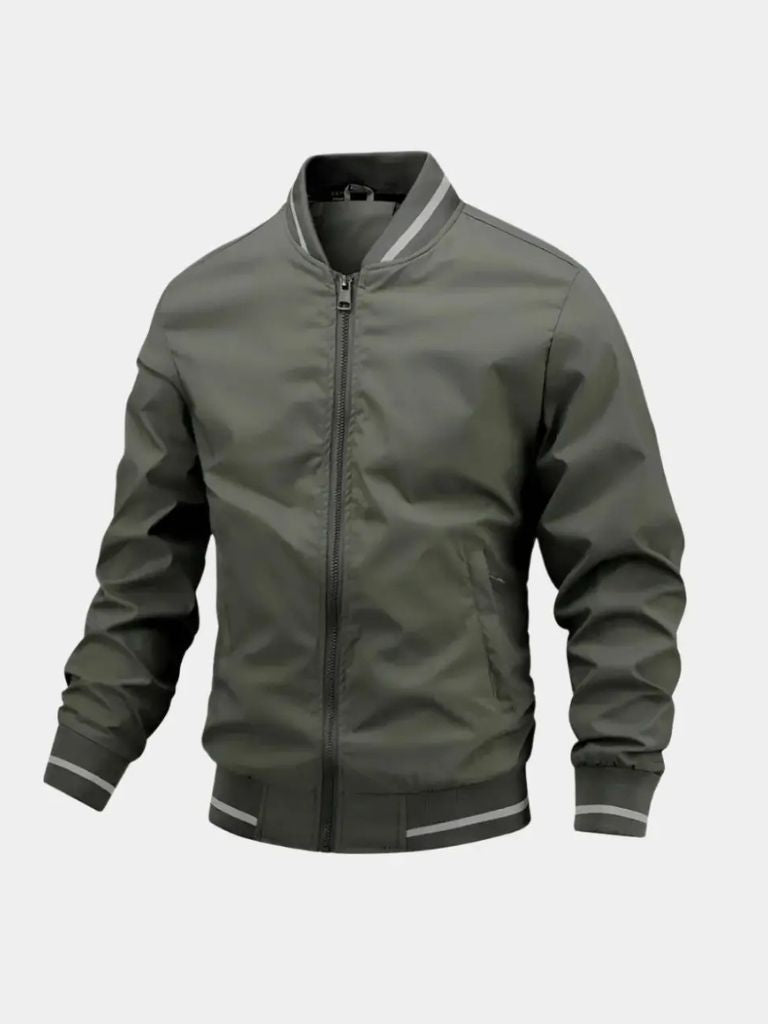 Casual Baseball Bomber Jacket — North Row | Collar Detail