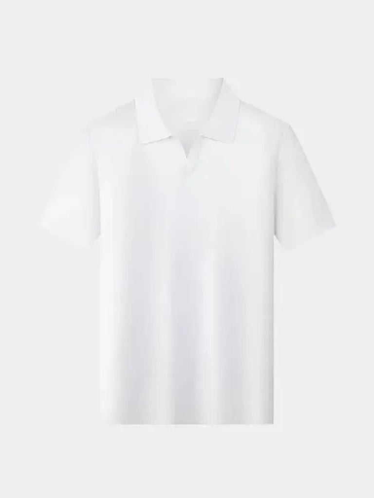 Casual Buttonless Knit Polo Shirt — North Row | Flat Lay