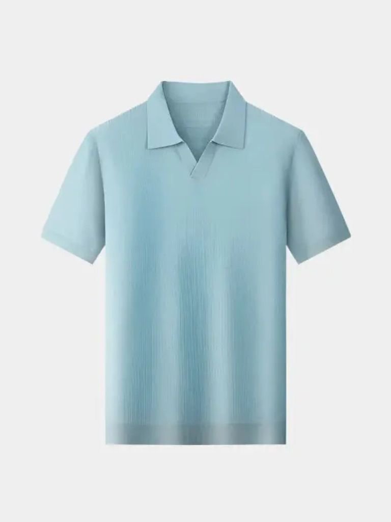 Casual Buttonless Knit Polo Shirt — North Row | Close-Up