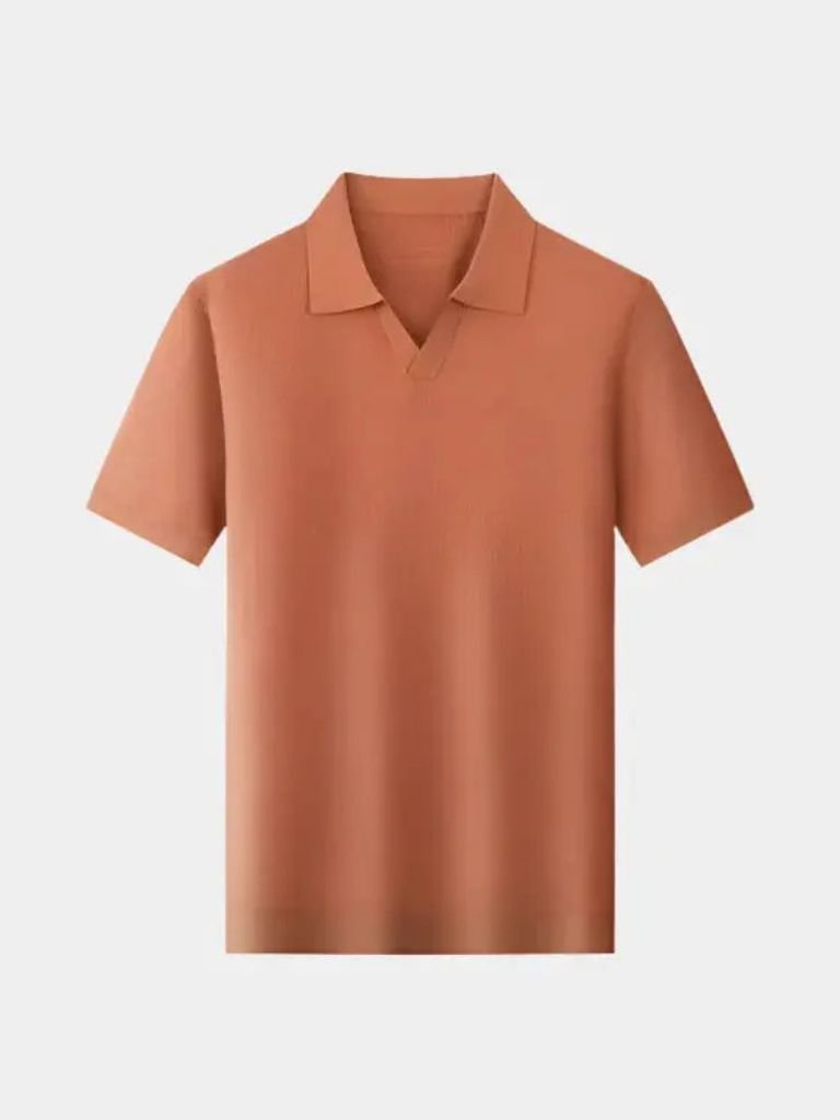 Casual Buttonless Knit Polo Shirt — North Row | Side View