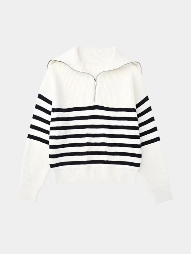 Casual Striped Zip Up Sweater — North Row | Lifestyle