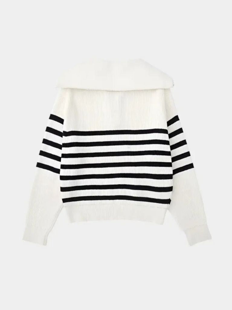 Casual Striped Zip Up Sweater — North Row | Worn Look