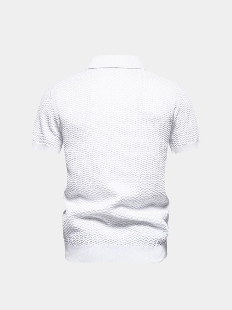 Classic Fit Quarter Zip Business Casual Short Sleeves Polo — North Row | Collar Detail
