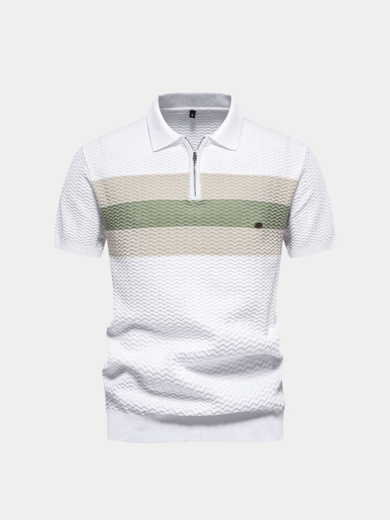 Classic Fit Quarter Zip Business Casual Short Sleeves Polo — North Row | Flat Lay