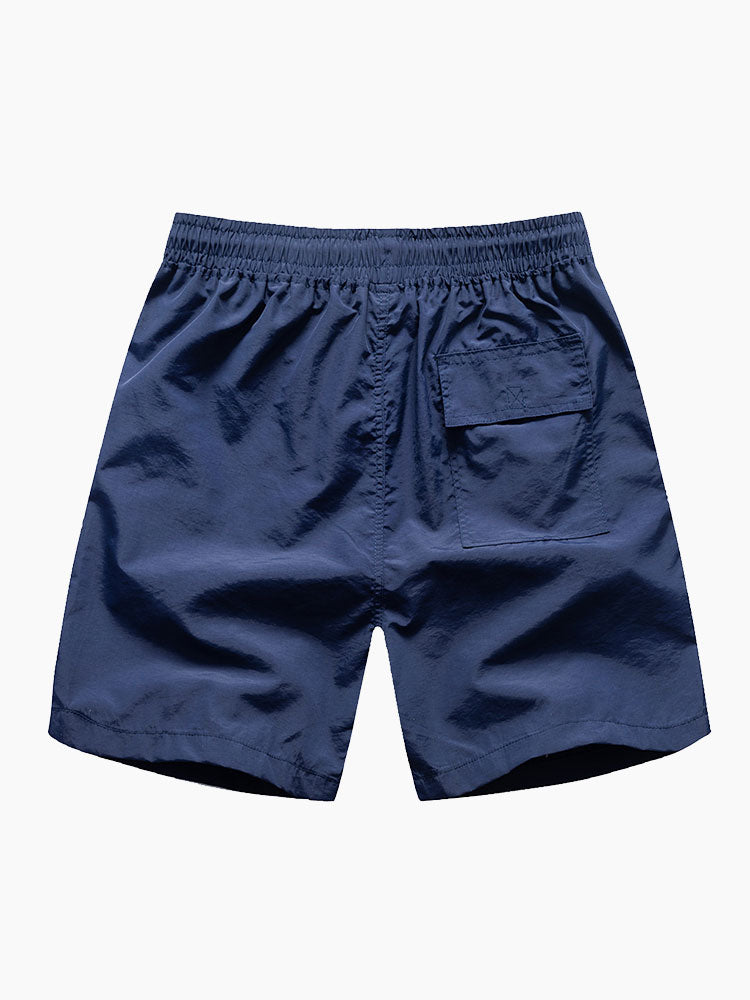 Regular Fit Palm Trees Silhouette Print Cotton T-Shirt & Swim Shorts — North Row | Collar Detail