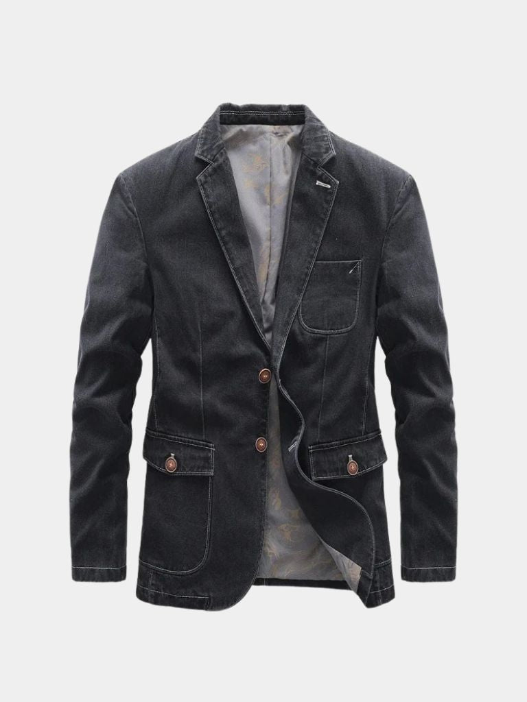 Denim Covenant Blazer Jacket — North Row | Front View