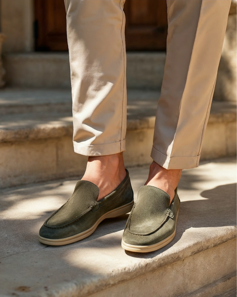 Premium Suede Loafers — North Row | Front View