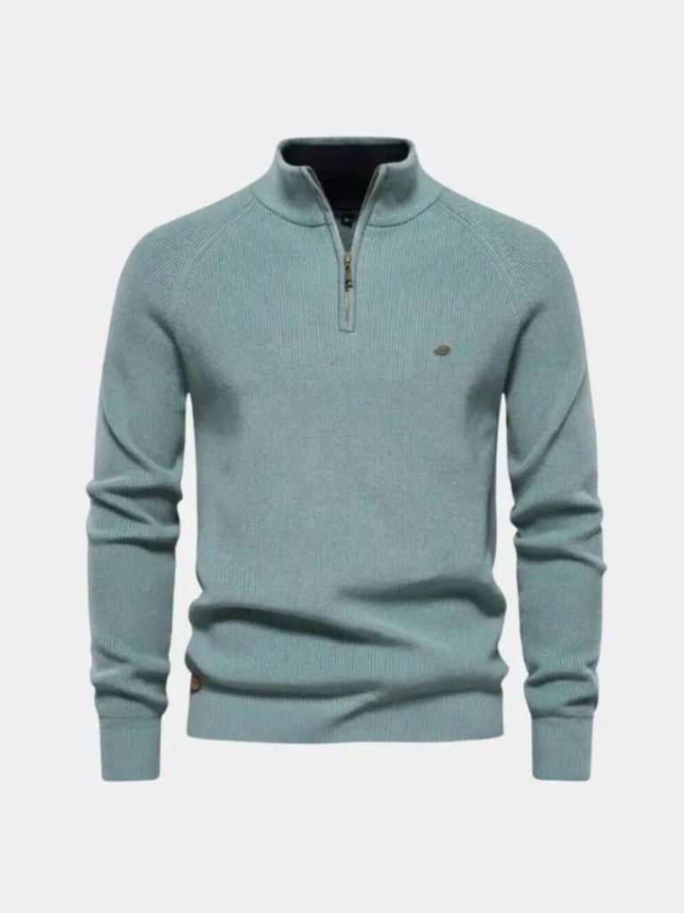 Elegant Quarter Zip Sweater — North Row | Collar Detail