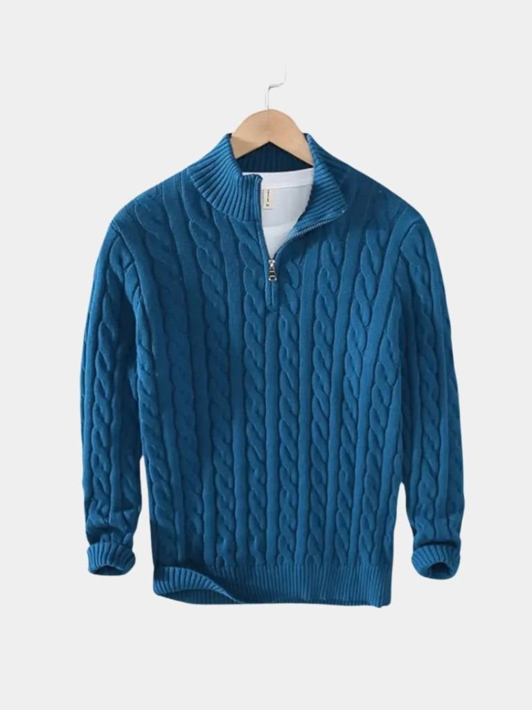 Essential Half Zip Curve Sweater — North Row | Collar Detail