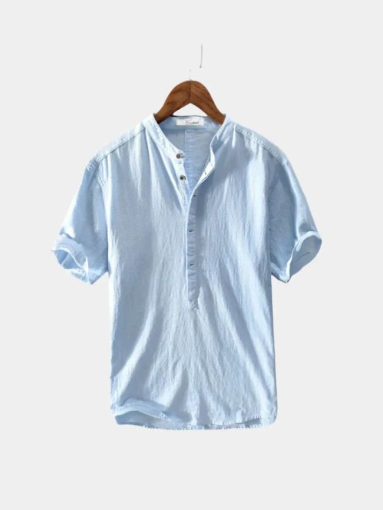 Essential Short Sleeve Linen Shirt — North Row | Side View