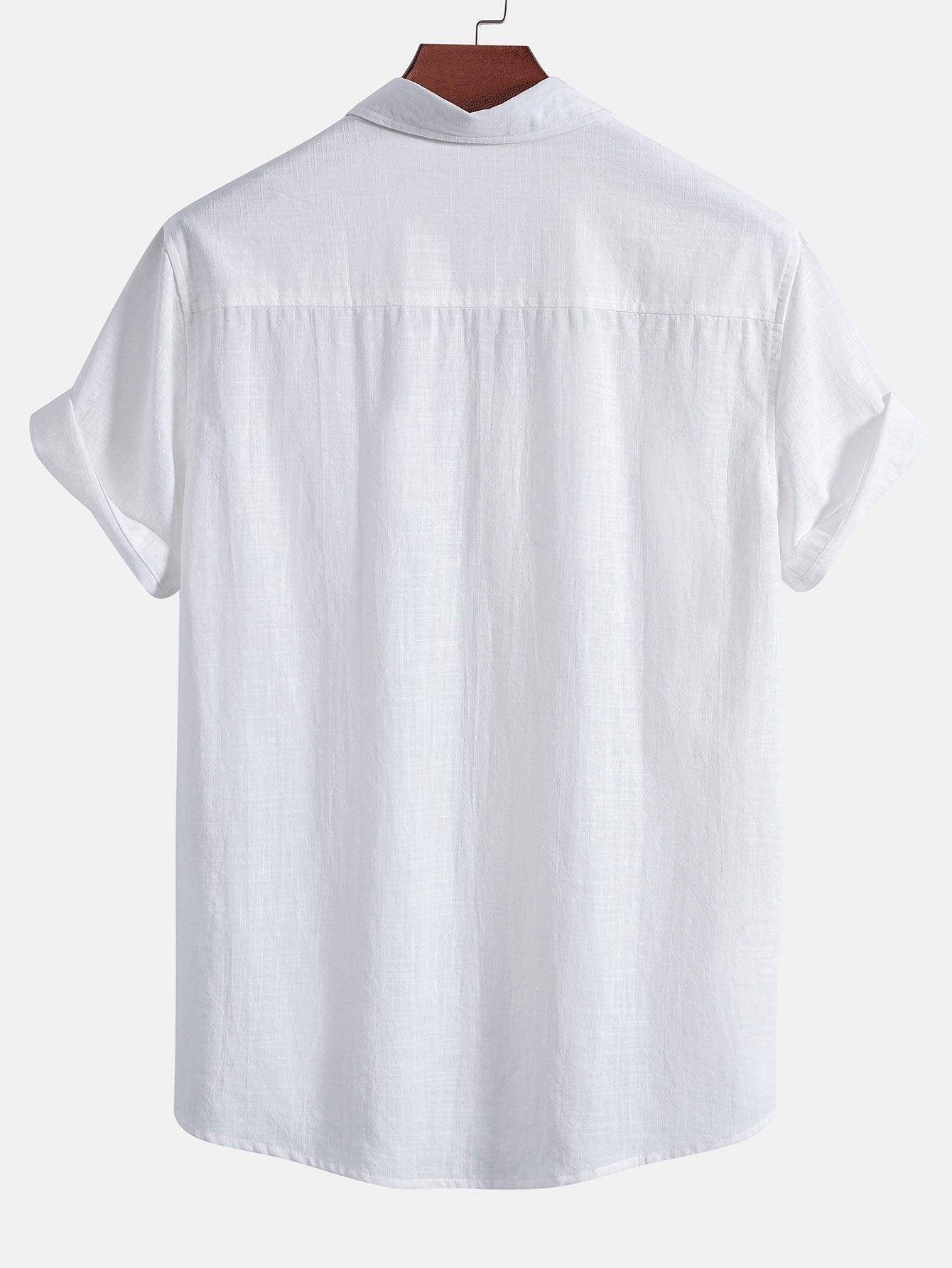 Hawaii Palm Tree Print Linen Look Cotton Button Up Shirt & Swim Shorts — North Row | Back View