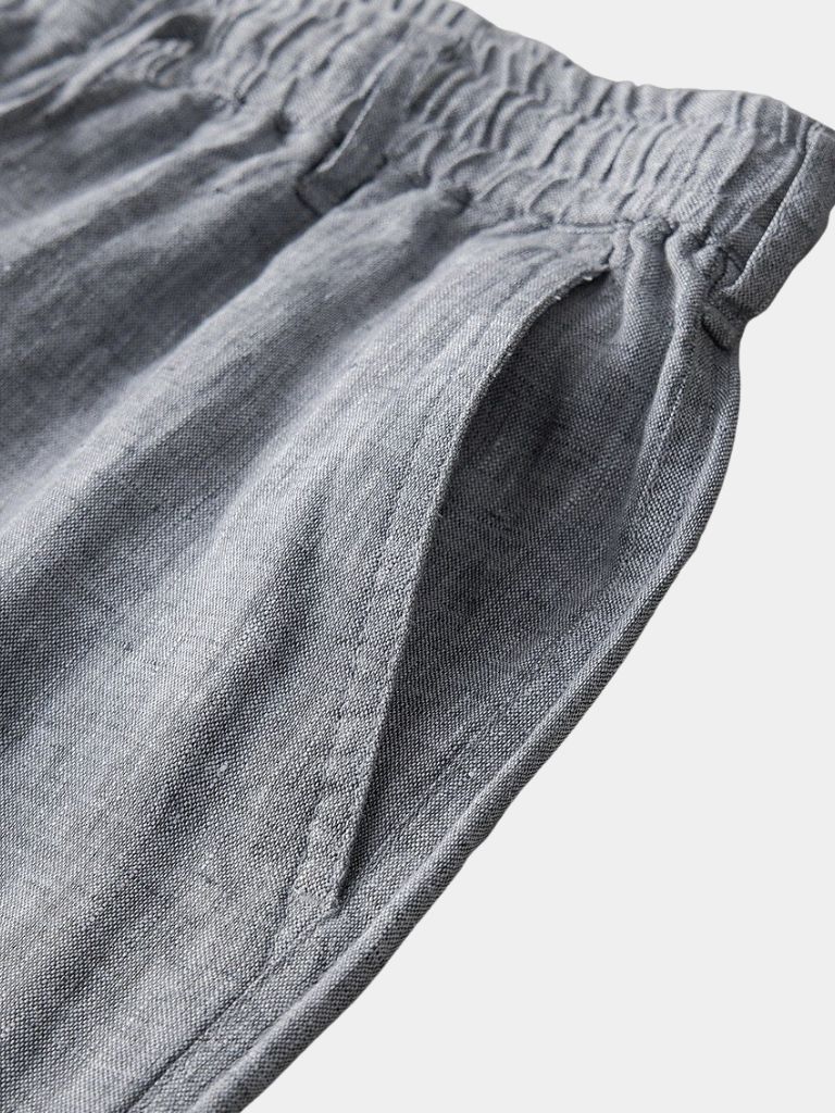 Gris Mariner Linen Shorts — North Row | Collar Detail