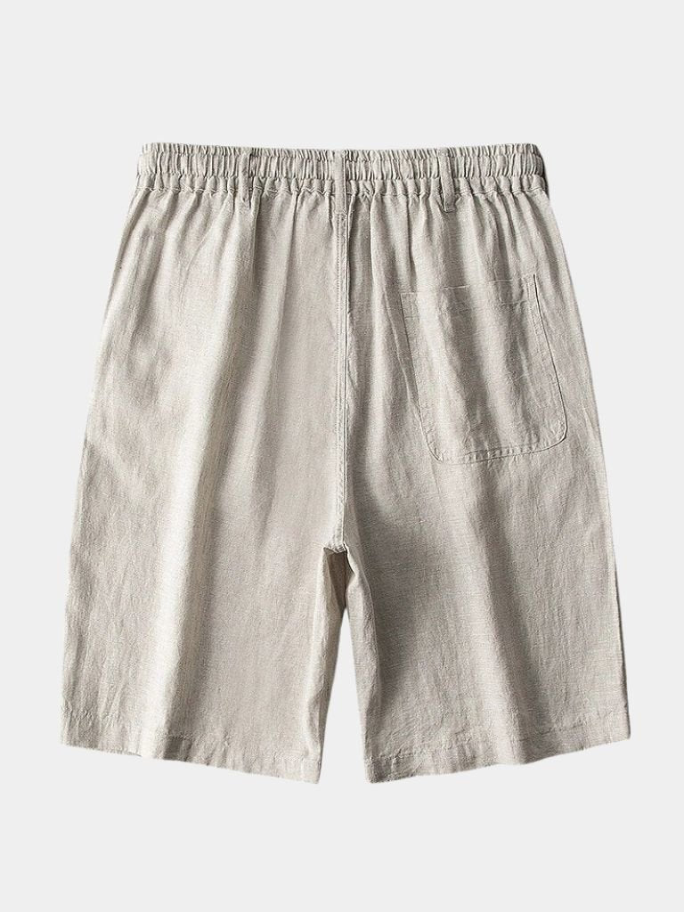 Gris Mariner Linen Shorts — North Row | Model Wearing