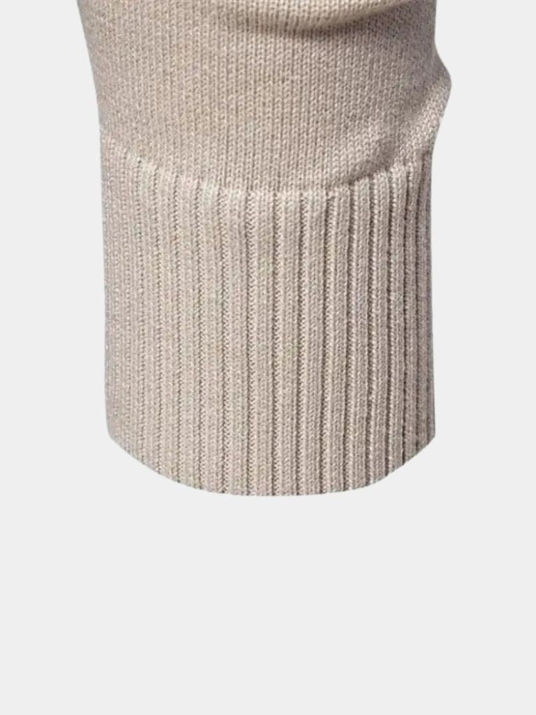 Half Zip Knitwear Solid Color Cardigan Sweater — North Row | Texture Detail