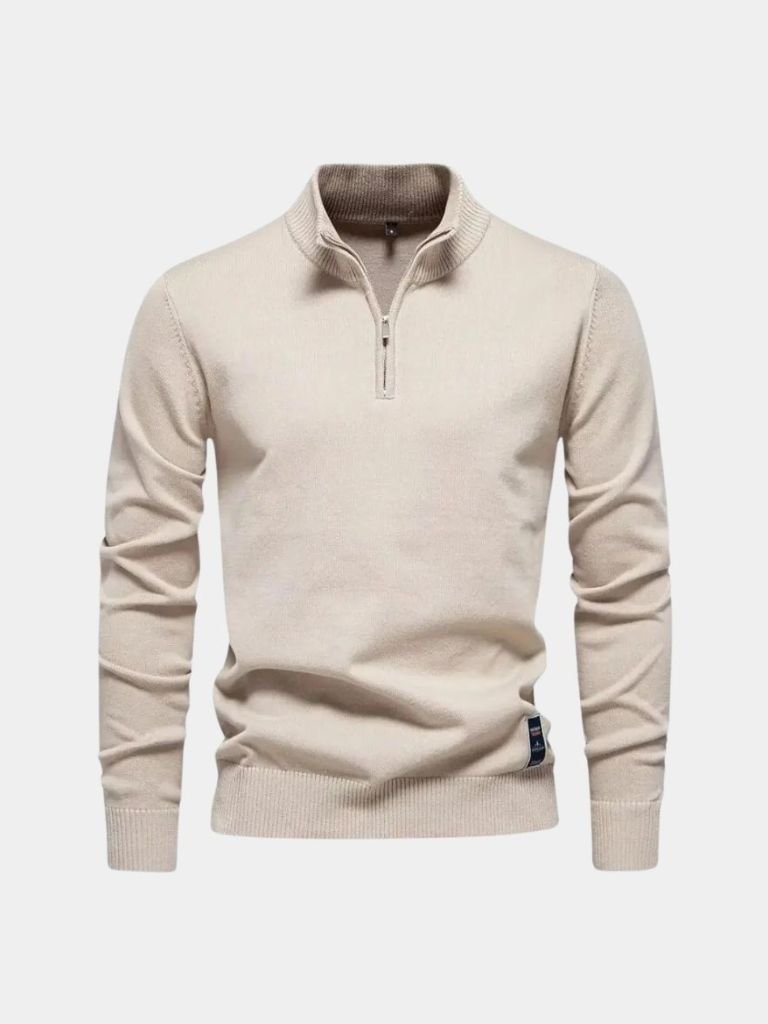 Half Zip Knitwear Solid Color Cardigan Sweater — North Row | Side View