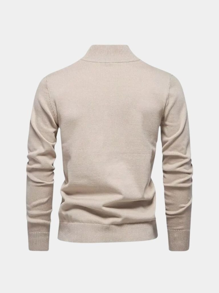 Half Zip Knitwear Solid Color Cardigan Sweater — North Row | Collar Detail