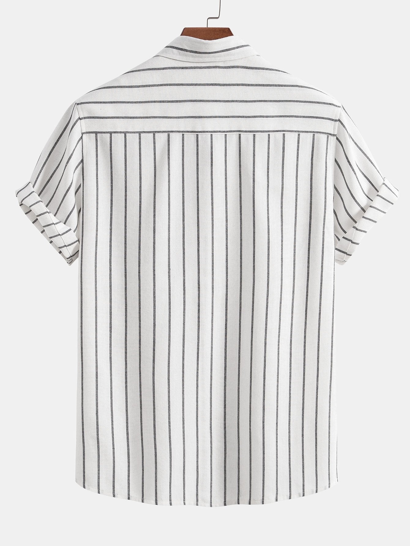 Cotton Blend Striped Button Up Shirt — North Row | Side View