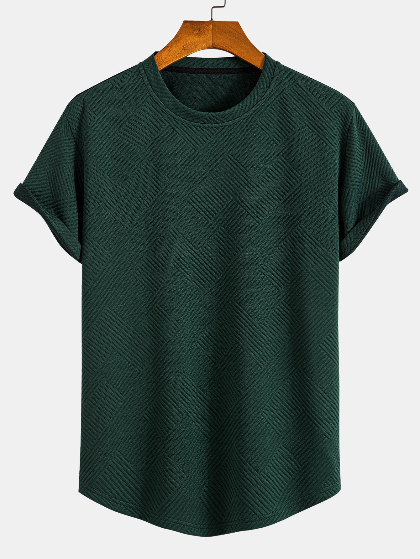 Short Sleeve Stripe Jacquard Arc Hem T-Shirt — North Row | Front View