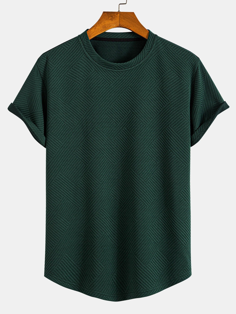 Short Sleeve Stripe Jacquard Arc Hem T-Shirt — North Row | Front View