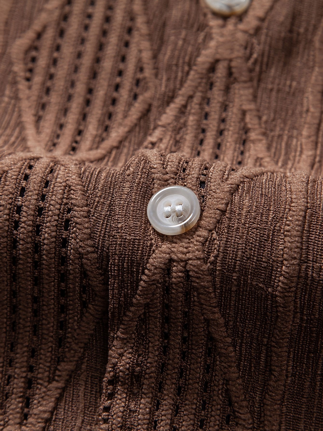 Geometric Jacquard Eyelet Cuban Shirt & Straight Leg Linen Pants — North Row | View 17