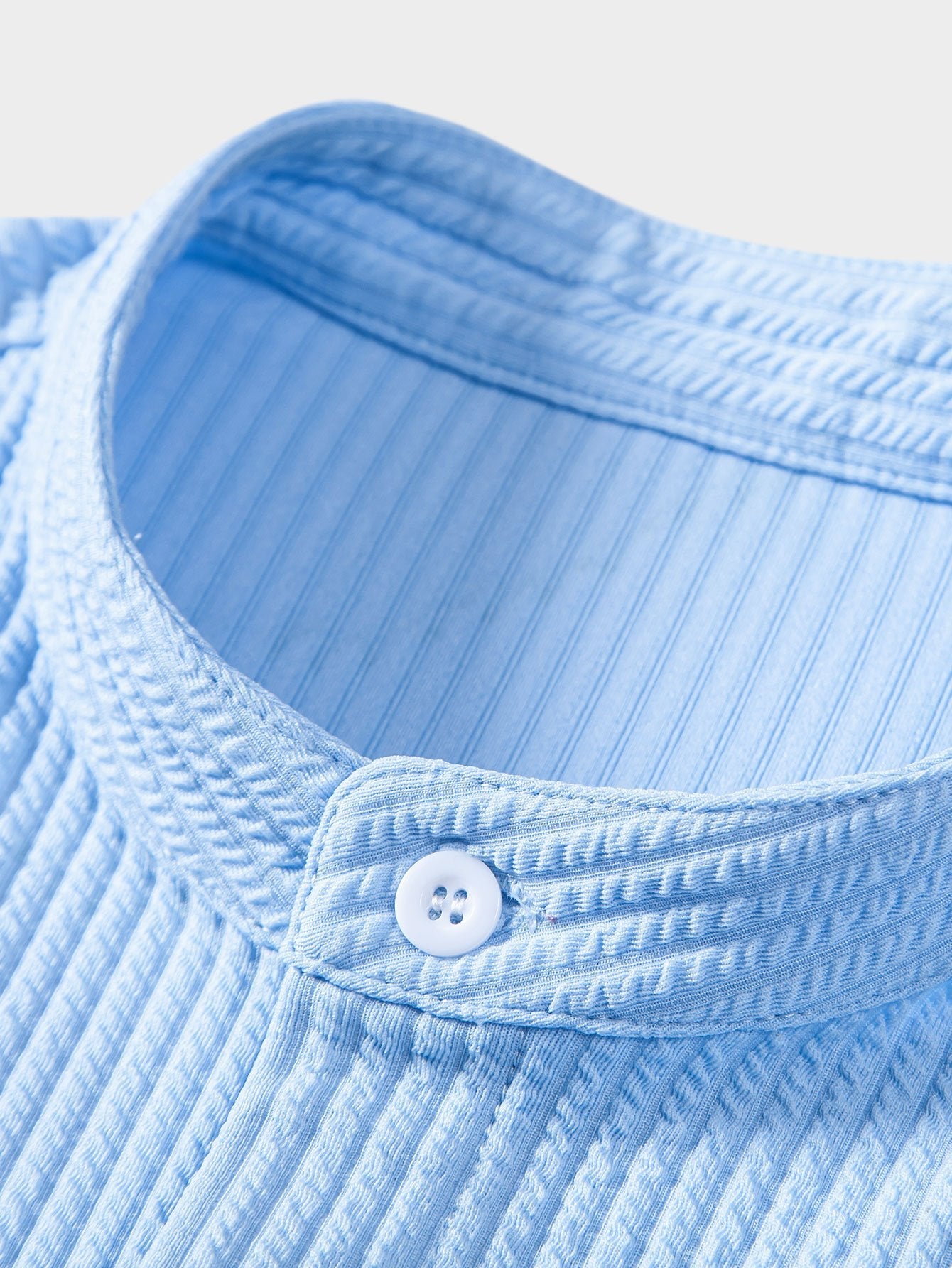Muscle Fit Ribbed Stand Collar Shirt & Shorts — North Row | View 24