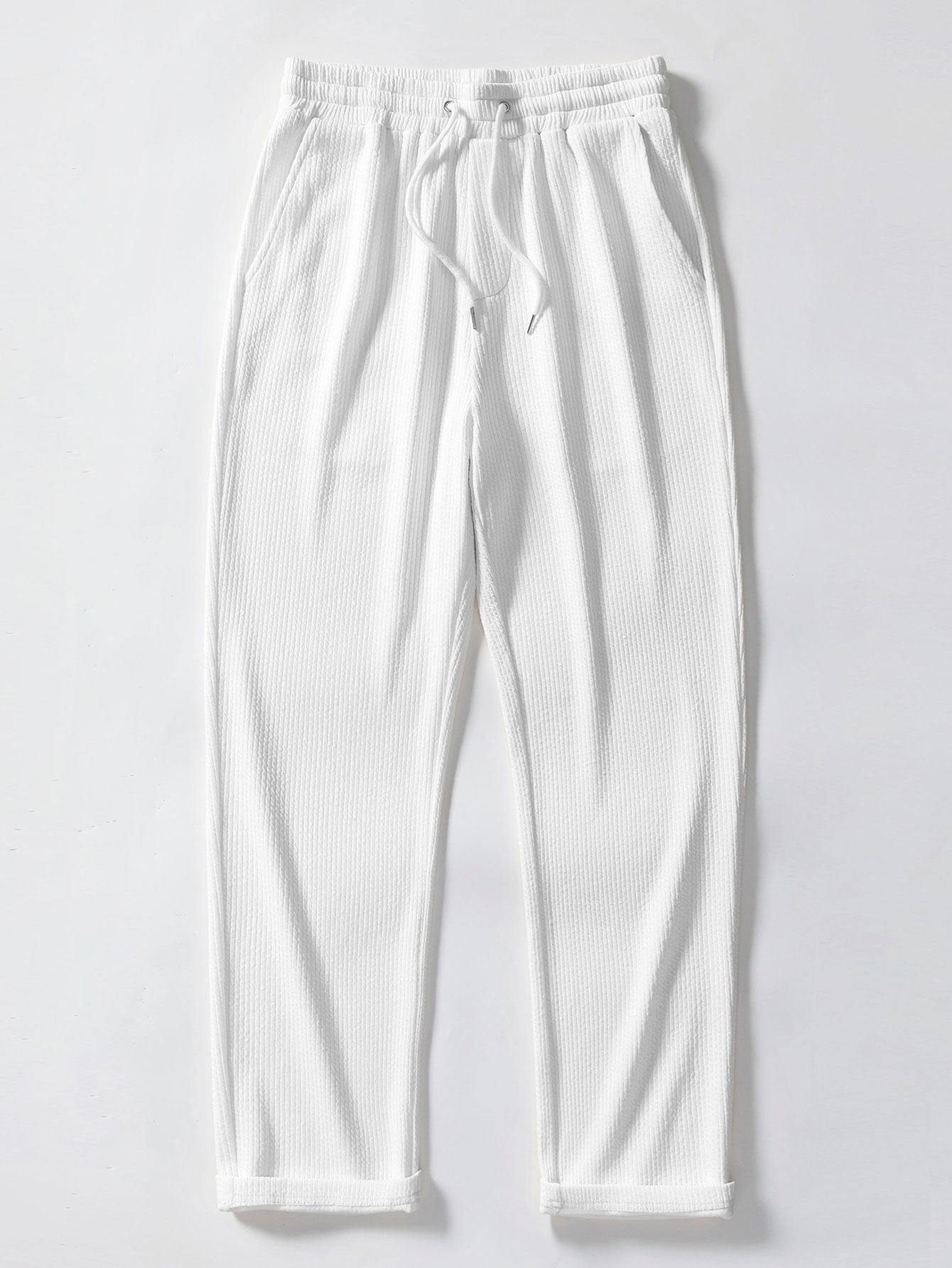 Stripe Jacquard Knit Polo Shirt & Straight Leg Ribbed Pants — North Row | View 16