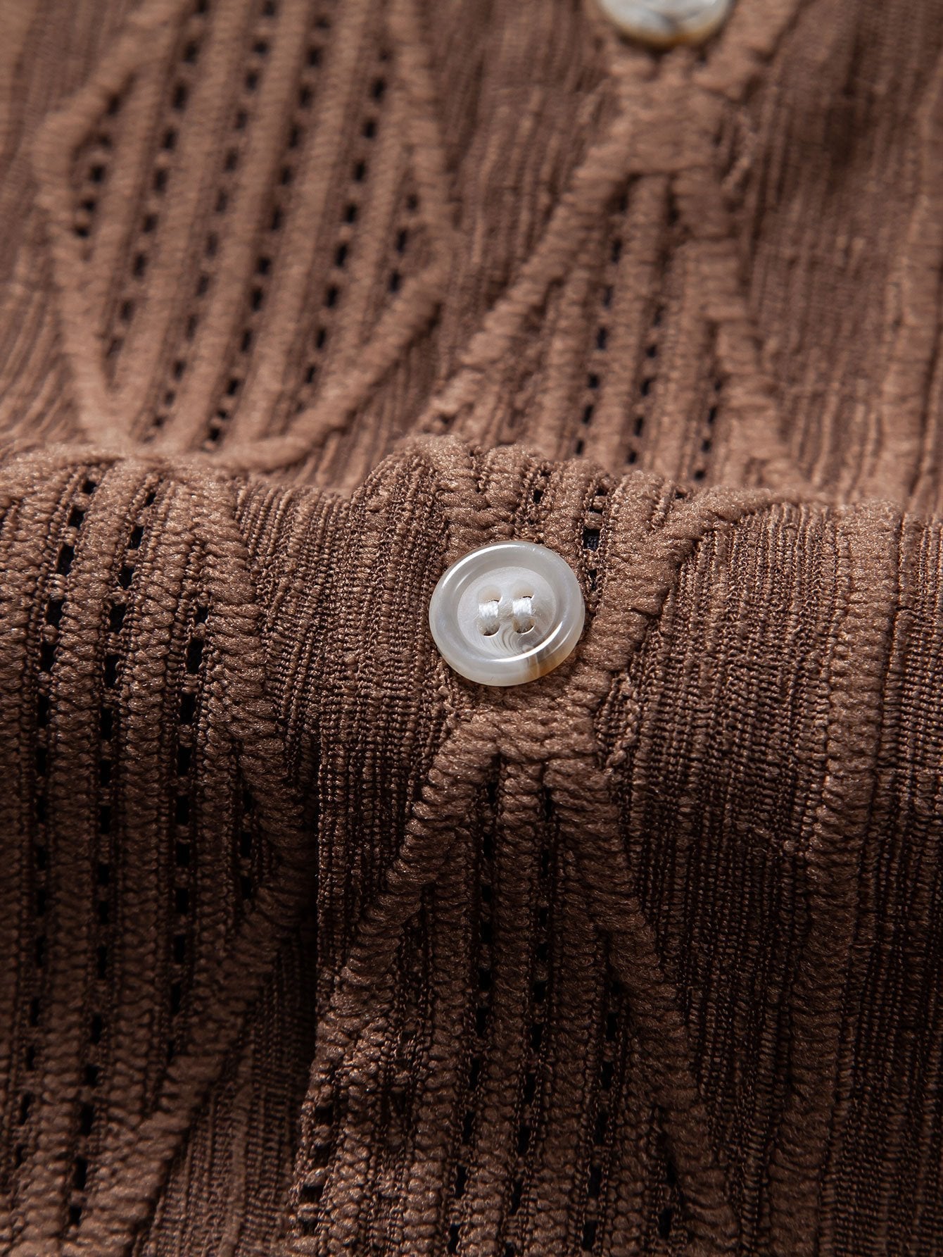 Geometric Jacquard Eyelet Cuban Shirt & Crinkled Textured Drawstring Shorts — North Row | View 17
