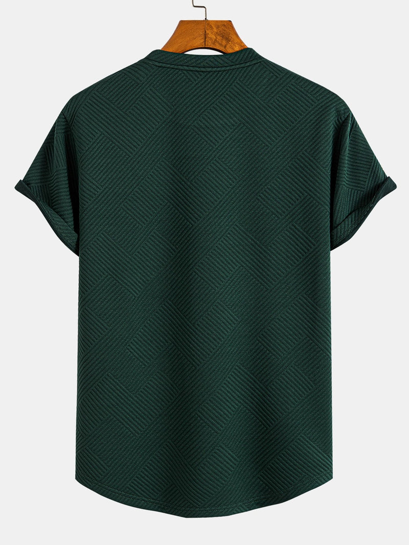 Short Sleeve Stripe Jacquard Arc Hem T-Shirt — North Row | Side View