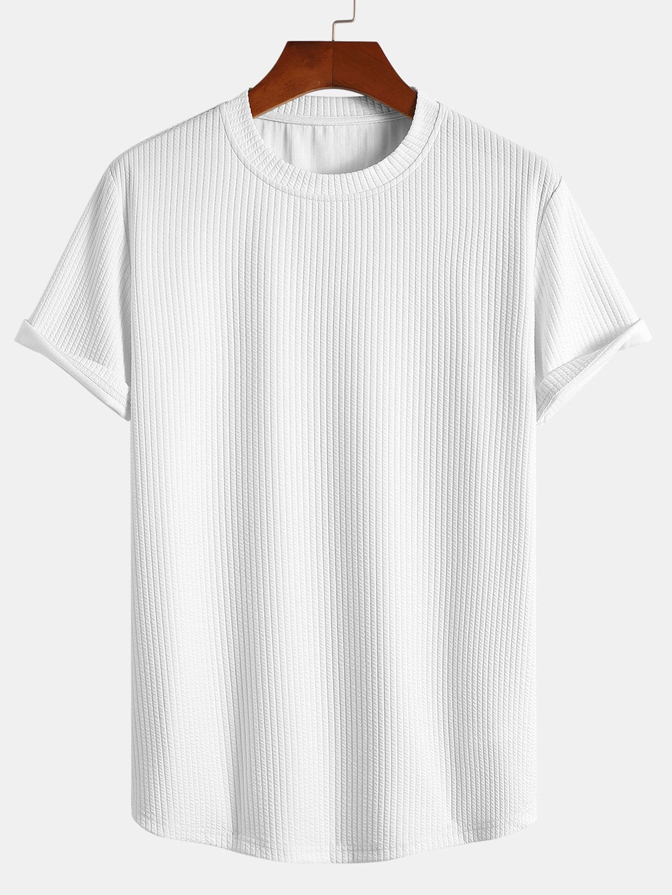 Muscle Fit Ribbed Arc Hem T-Shirt — North Row | Front View