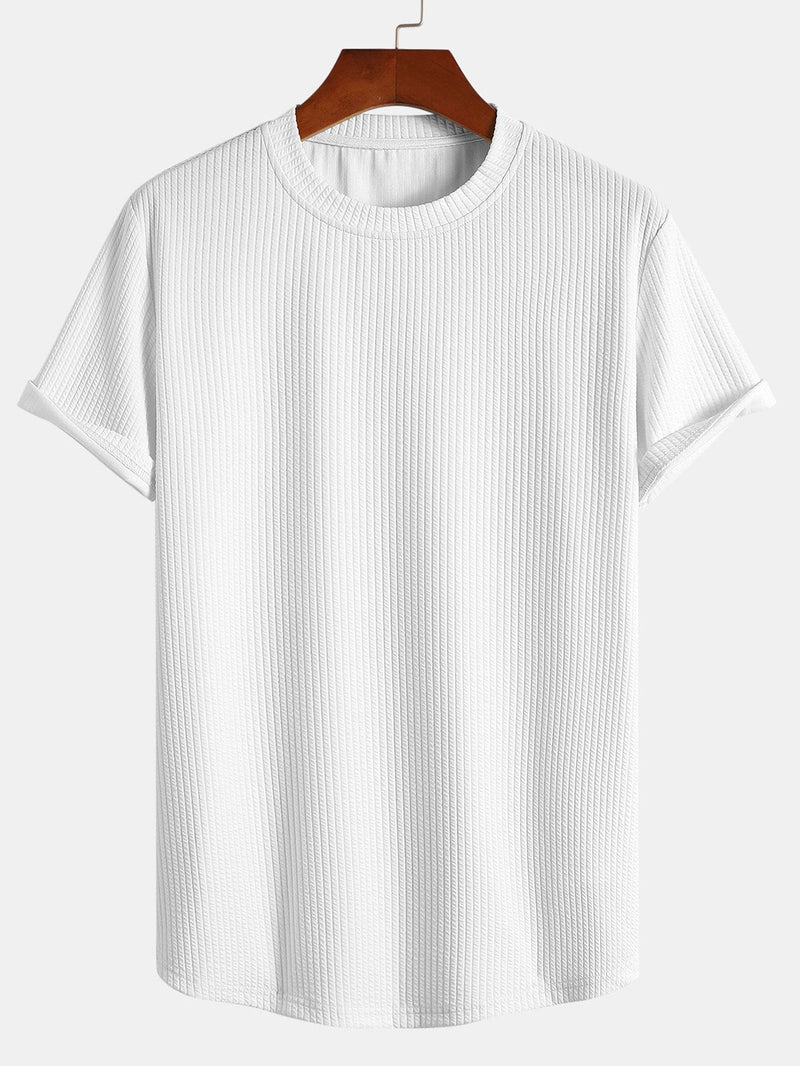 Muscle Fit Ribbed Arc Hem T-Shirt — North Row | Front View