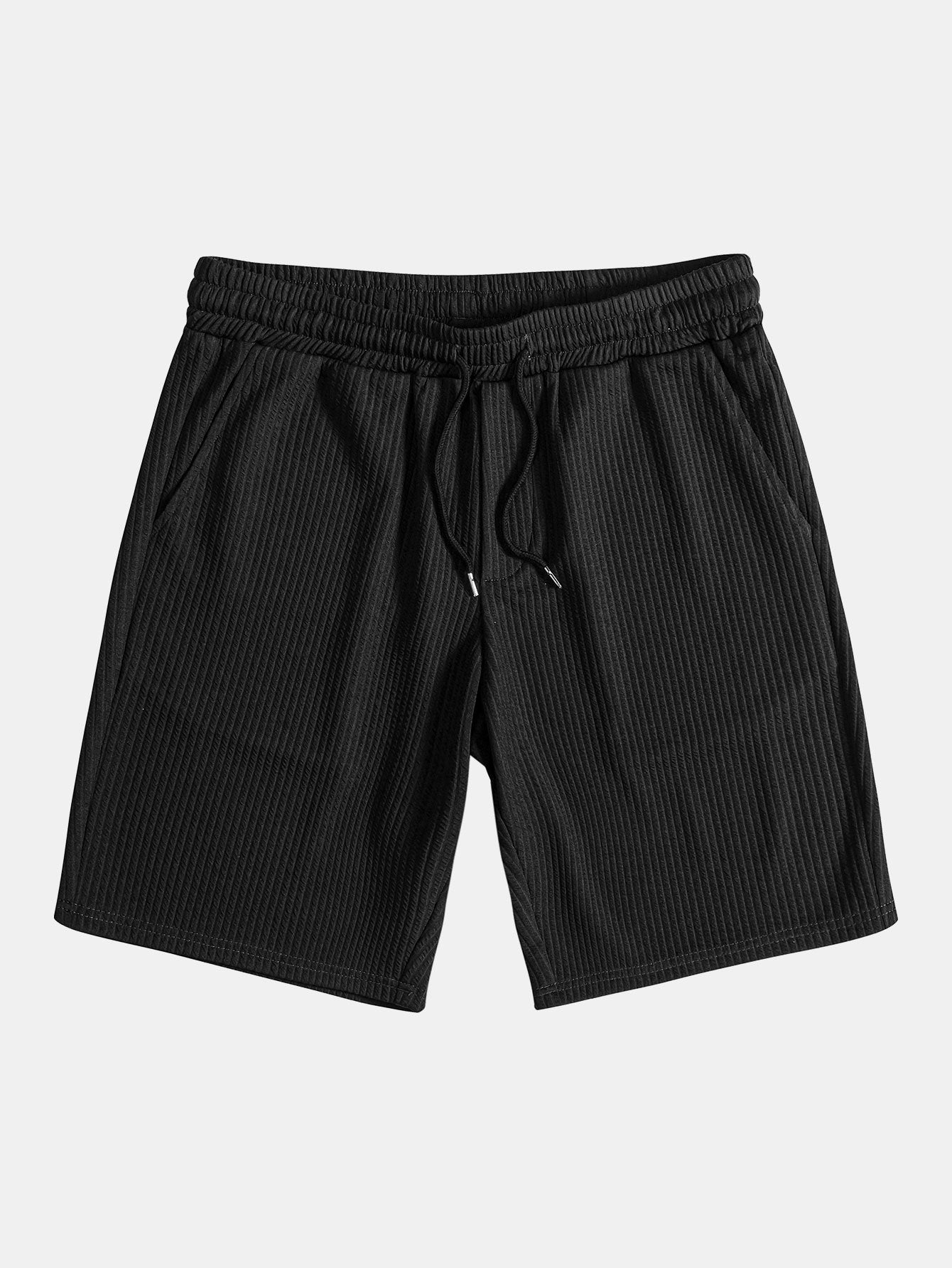 Muscle Fit Ribbed Stand Collar Shirt & Shorts — North Row | View 19
